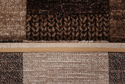 Tappeto Moderno Ray Geometrico a Blocchi - Marrone - Antiscivolo | Ideale per Soggiorno, Camera da Letto, Sala da Pranzo - CarpetLiving