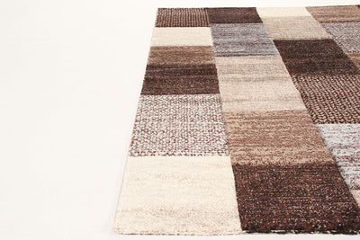 Tappeto Moderno Ray Geometrico a Blocchi - Marrone - Antiscivolo | Ideale per Soggiorno, Camera da Letto, Sala da Pranzo - CarpetLiving