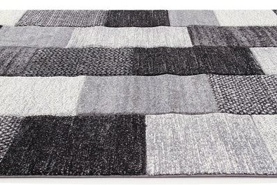 Tappeto Moderno Ray Geometrico - Grigio Nero - Antiscivolo | Ideale per Soggiorno, Camera da Letto, Sala da Pranzo - CarpetLiving