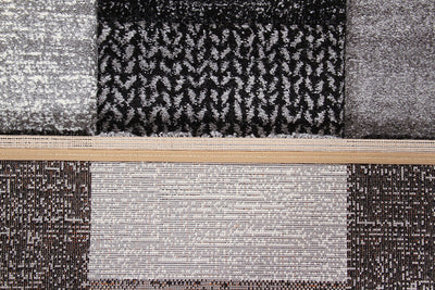 Tappeto Moderno Ray Geometrico - Grigio Nero - Antiscivolo | Ideale per Soggiorno, Camera da Letto, Sala da Pranzo - CarpetLiving