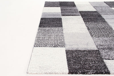 Tappeto Moderno Ray Geometrico - Grigio Nero - Antiscivolo | Ideale per Soggiorno, Camera da Letto, Sala da Pranzo - CarpetLiving
