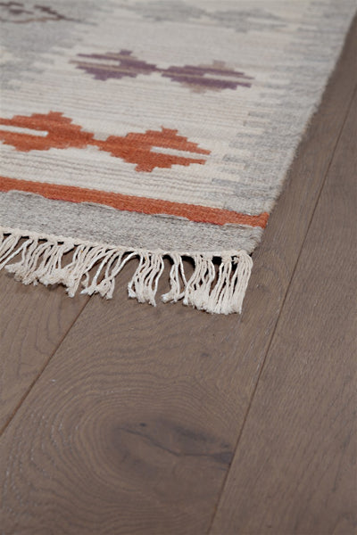 Tappeto Kilim Zagros in lana Rosso Grigio - Realizzato a mano - CarpetLiving