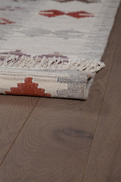 Tappeto Kilim Zagros in lana Rosso Grigio - Realizzato a mano - CarpetLiving