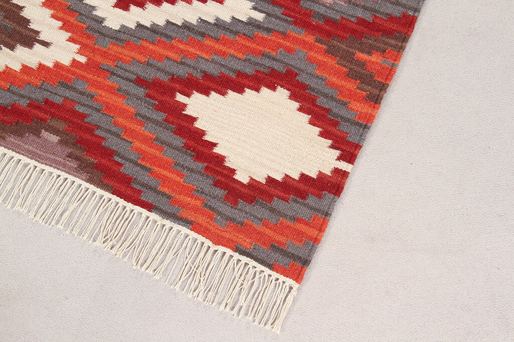 Tappeto Kilim Zagros Red – Lana Intrecciata a Mano, Design Ghashghai