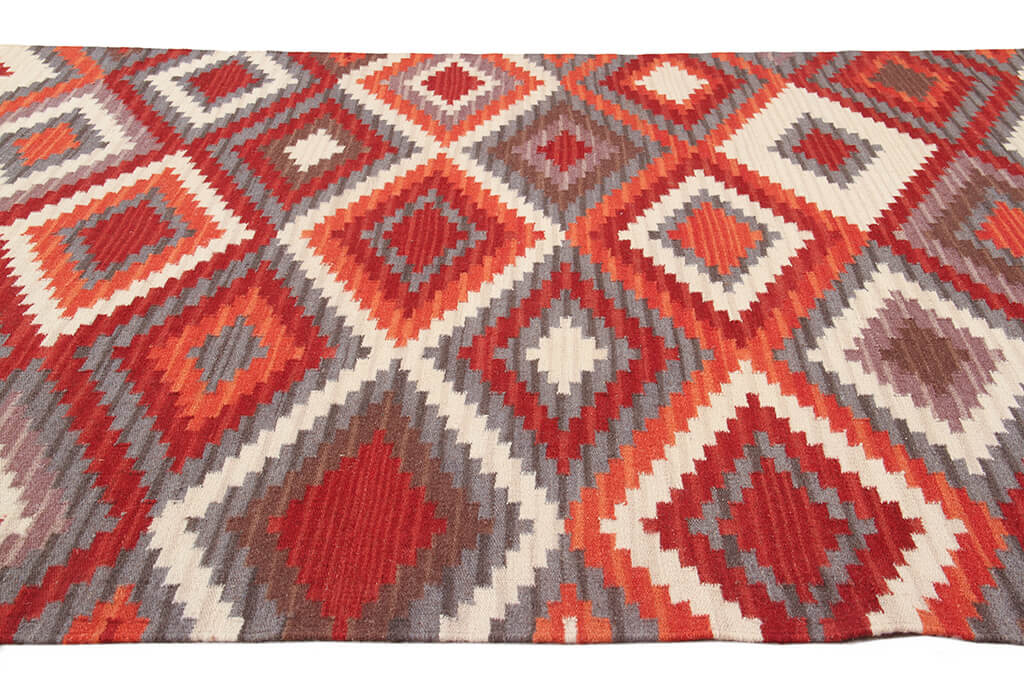 Tappeto Kilim Zagros Red – Lana Intrecciata a Mano, Design Ghashghai