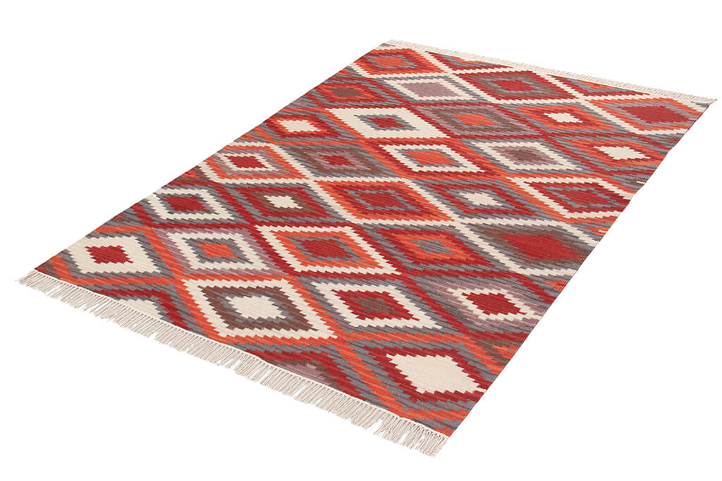 Tappeto Kilim Zagros Red – Lana Intrecciata a Mano, Design Ghashghai