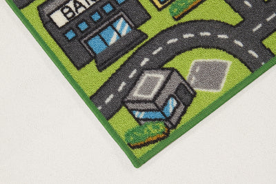 Tappeto da Gioco per Bambini - Multicolore - Disegno Strade, Casette, Automobili - Tappeto Sicuro e Certificato - CarpetLiving