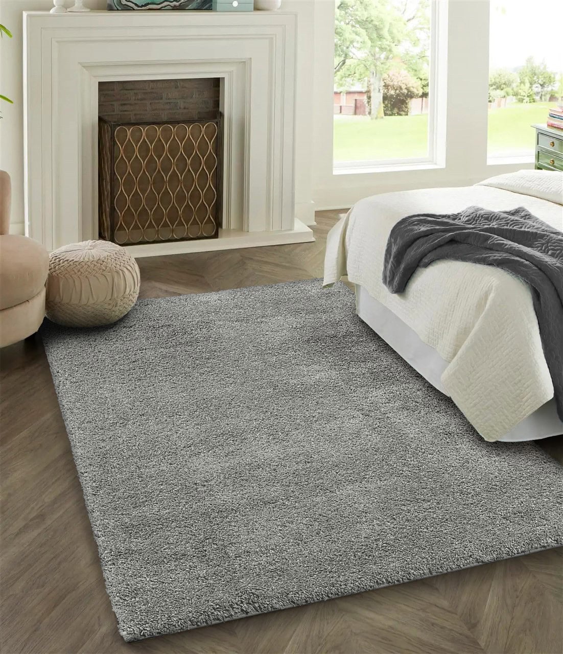 Tappeto Shaggy Oscar Argento Grigio - Tinta Unita - Morbido e Resistente | Ideale per Soggiorno e Camera da Letto