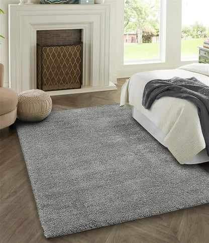 Tappeto Shaggy Oscar Argento Grigio - Tinta Unita - Morbido e Resistente | Ideale per Soggiorno e Camera da Letto