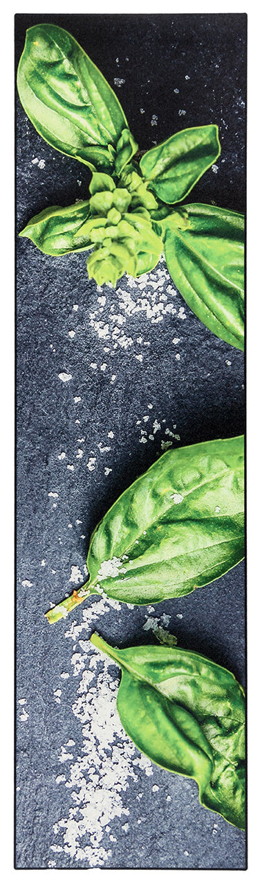 Tappeto Cucina Vinile Vista Basilius – Erbe Aromatiche – Made in Italy - Disegno Basilico - CarpetLiving