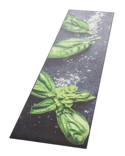 Tappeto Cucina Vinile Vista Basilius – Erbe Aromatiche – Made in Italy - Disegno Basilico - CarpetLiving