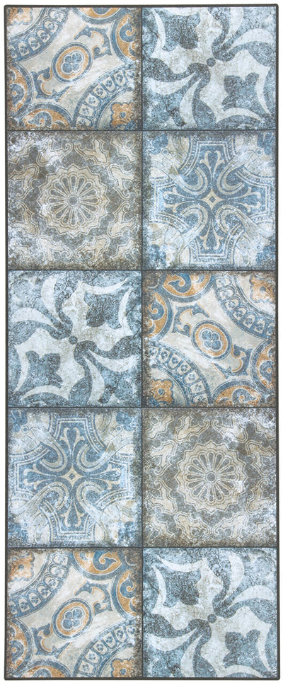 Tappeto Cucina Lavabile in Vinile Vista Azulej 01 – Effetto Vintage Azzurro – Made in Italy - CarpetLiving