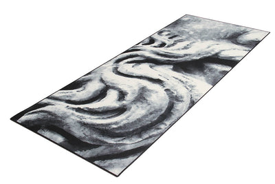 Tappeto Cucina Lavabile in Vinile Vista VE03 Weave – Astratto Nero Bianco - CarpetLiving