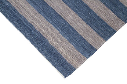 Tappeto Mali Stripe Grey Blue – Righe Blu e Grigie in Lana e Cotone