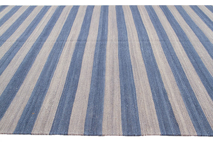Tappeto Mali Stripe Grey Blue – Righe Blu e Grigie in Lana e Cotone