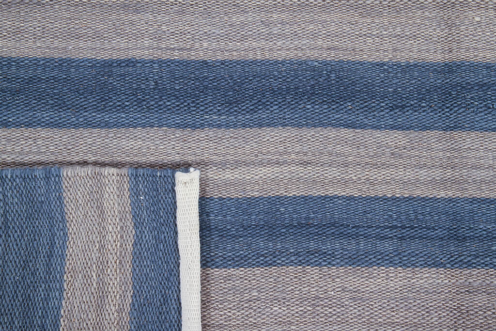 Tappeto Mali Stripe Grey Blue – Righe Blu e Grigie in Lana e Cotone
