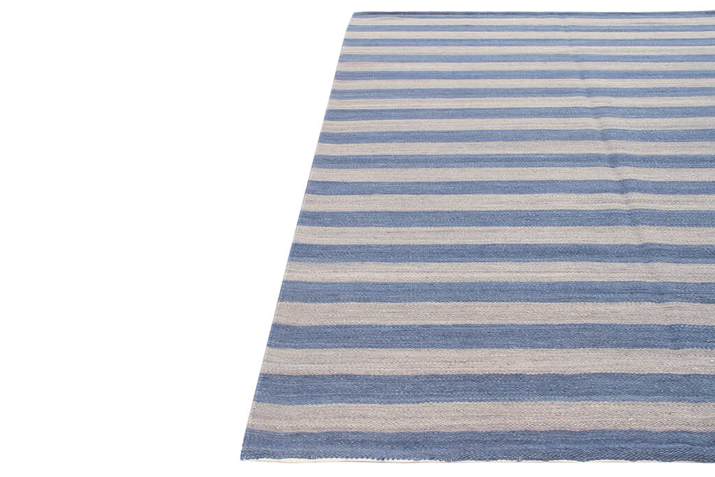 Tappeto Mali Stripe Grey Blue – Righe Blu e Grigie in Lana e Cotone