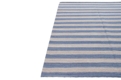 Tappeto Mali Stripe Grey Blue – Righe Blu e Grigie in Lana e Cotone