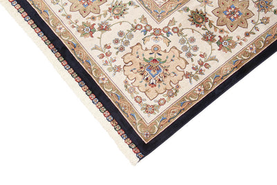 Tappeto Stile Orientale Qoum Shah - Effetto Seta - Disegno Classico - Blu Navy - CarpetLiving