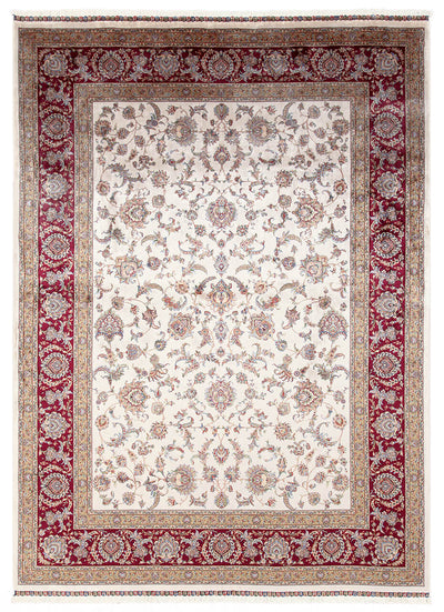 Tappeto Stile Orientale Qoum Shah - Effetto Seta - Disegno Classico - Crema - CarpetLiving