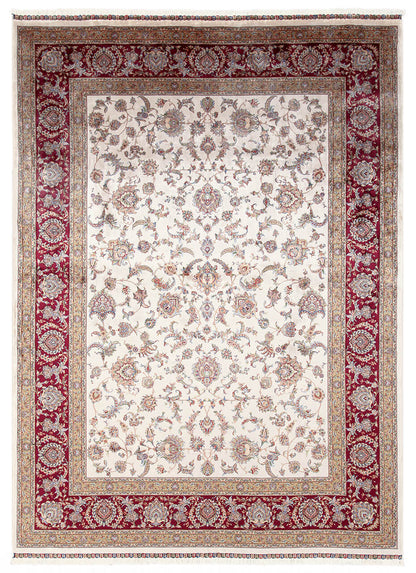 Tappeto Stile Orientale Qoum Shah - Effetto Seta - Disegno Classico - Crema