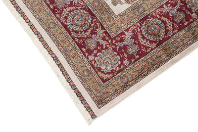 Tappeto Stile Orientale Qoum Shah - Effetto Seta - Disegno Classico - Crema - CarpetLiving