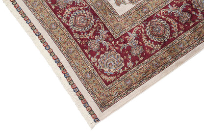 Tappeto Stile Orientale Qoum Shah - Effetto Seta - Disegno Classico - Crema