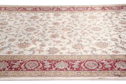 Tappeto Stile Orientale Qoum Shah - Effetto Seta - Disegno Classico - Crema