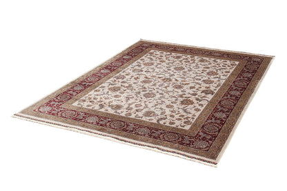 Tappeto Stile Orientale Qoum Shah - Effetto Seta - Disegno Classico - Crema