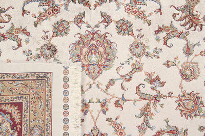 Tappeto Stile Orientale Qoum Shah - Effetto Seta - Disegno Classico - Crema - CarpetLiving