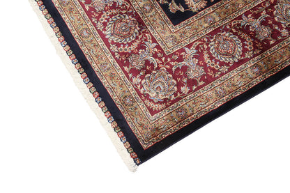Tappeto Stile Orientale Qoum Shah - Effetto Seta - Disegno Classico - Blu Navy