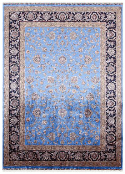 Tappeto Stile Orientale Qoum Shah - Effetto Seta - Disegno Classico - Blu - CarpetLiving