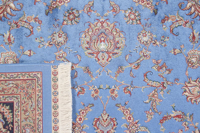Tappeto Stile Orientale Qoum Shah - Effetto Seta - Disegno Classico - Blu - CarpetLiving