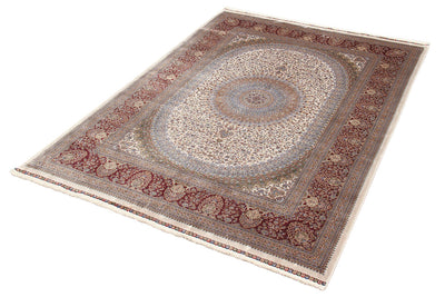 Tappeto Stile Orientale Qoum Shah 5 - Effetto Seta - Disegno Classico - Crema - CarpetLiving