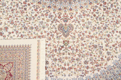 Tappeto Stile Orientale Qoum Shah 5 - Effetto Seta - Disegno Classico - Crema