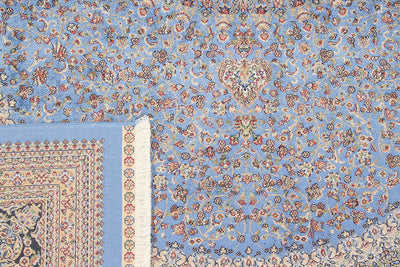 Tappeto Stile Orientale Qoum Shah - Effetto Seta - Disegno Classico - Blu - CarpetLiving