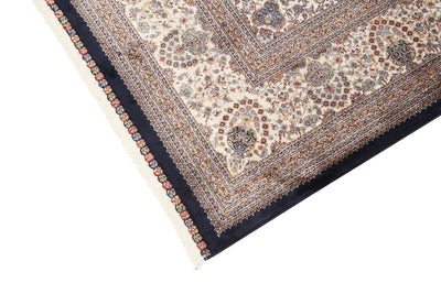 Tappeto Stile Orientale Qoum Shah - Effetto Seta - Disegno Classico - Blu Navy - CarpetLiving