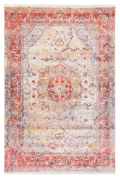 Tappeto stile Vintage - Bright Rosso - Antiscivolo | Ideale per Soggiorno, Sala da Pranzo, Camera da Letto - CarpetLiving
