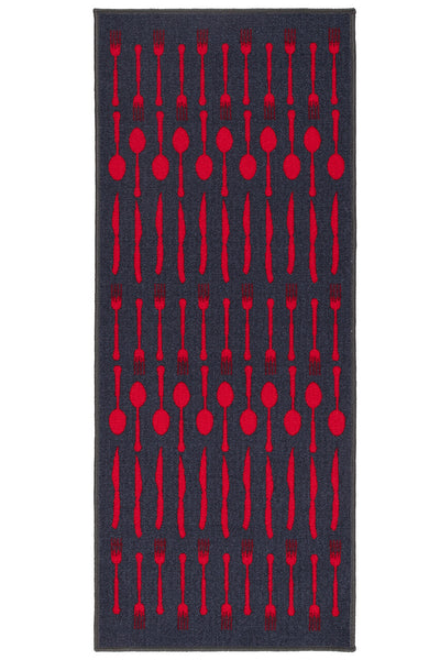 Tappeto Cucina Dinner - Design Posate - Facile da pulire - Antiscivolo - CarpetLiving