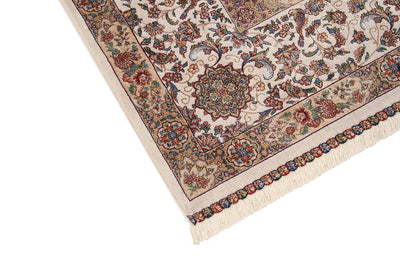 Tappeto Stile Orientale Qoum Shah - Effetto Seta - Disegno Classico - Rosso Crema - CarpetLiving