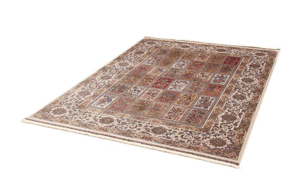 Tappeto Stile Orientale Qoum Shah - Effetto Seta - Disegno Classico - Rosso Crema
