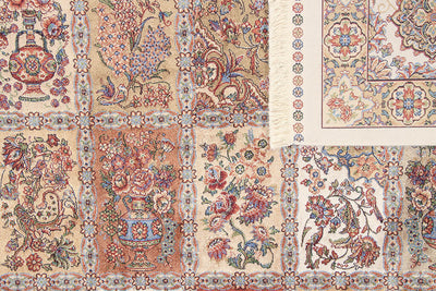 Tappeto Stile Orientale Qoum Shah - Effetto Seta - Disegno Classico - Rosso Crema - CarpetLiving