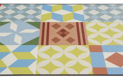 Tappeto Cucina Lavabile in Vinile Vista Azulej 20 – Piastrelle Colorate – Made in Italy - CarpetLiving