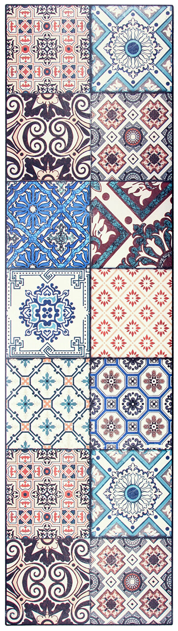 Tappeto Passatoia Vinile Vista Azulej 24 – Effetto Piastrelle – Made in Italy - CarpetLiving