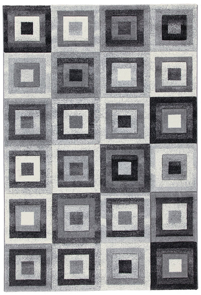 Tappeto Geometrico Bianco/Nero Gioia- Antiscivolo - Ideale per Soggiorno e Camera da letto - CarpetLiving