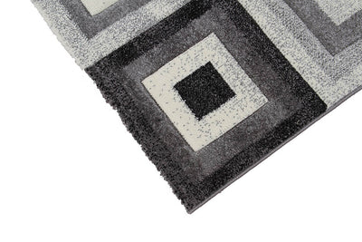 Tappeto Geometrico Bianco/Nero Gioia- Antiscivolo - Ideale per Soggiorno e Camera da letto - CarpetLiving