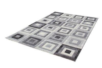 Tappeto Geometrico Bianco/Nero Gioia- Antiscivolo - Ideale per Soggiorno e Camera da letto - CarpetLiving
