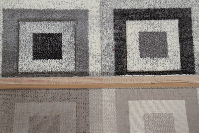 Tappeto Geometrico Bianco/Nero Gioia- Antiscivolo - Ideale per Soggiorno e Camera da letto - CarpetLiving