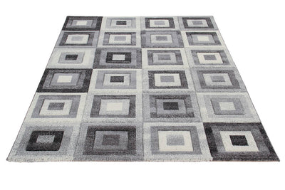 Tappeto Geometrico Bianco/Nero Gioia- Antiscivolo - Ideale per Soggiorno e Camera da letto - CarpetLiving