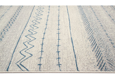 Tappeto stile Tribale CASA - Avorio Blu | Ideale per Soggiorno e Camera da Letto - CarpetLiving